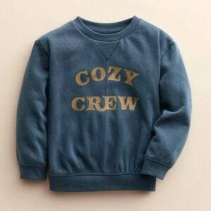 NWT 5T Little Co Lauren Conrad Cozy Crew Sweatshirt Blue Gold
